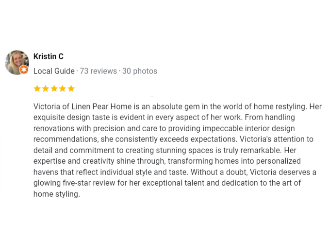 Linen Pear Home Google Review